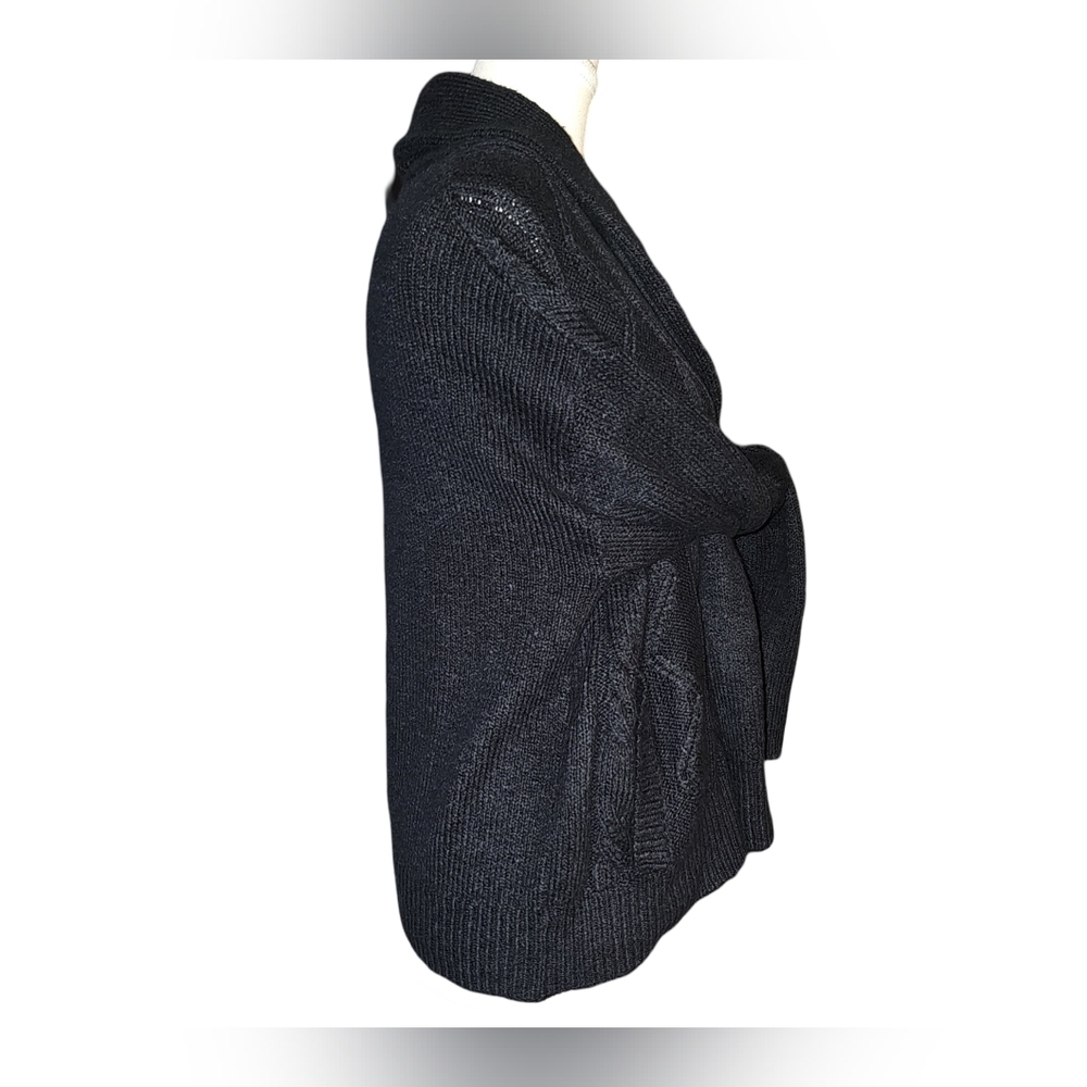 Pilcro Anthropologie Womens Black Shawl Cable-knit Button Cardigan Size Small - Picture 6 of 16